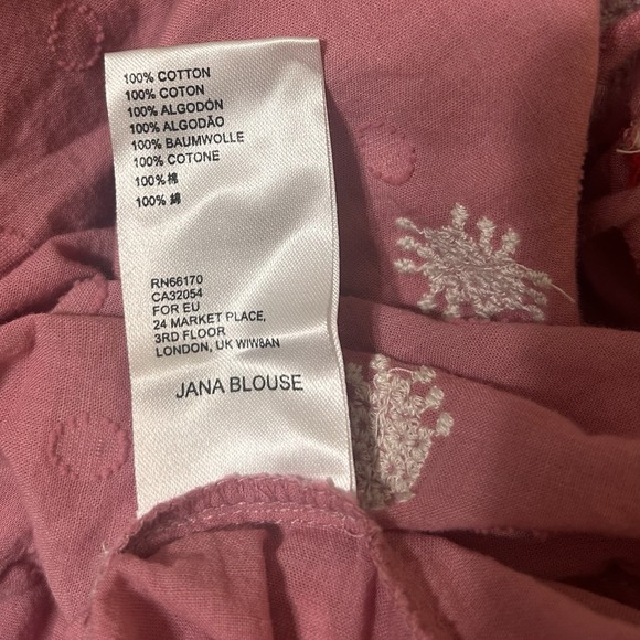 Anthropologie Seen Worn Kept Layla Peasant Top  Pink Red Embroidered Boho 12 - Picture 11 of 12